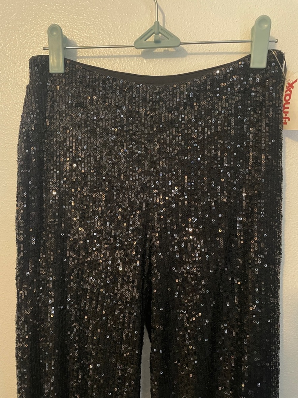 Black Sequin Wide Leg Pants